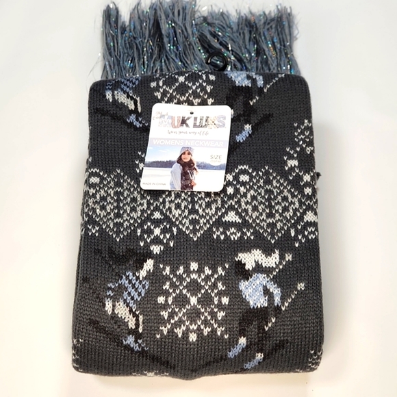 NWT Muk Luks 67" tassel Scarf, Dark Grey Heather OSFM Designed in Milwau… - Picture 11 of 13